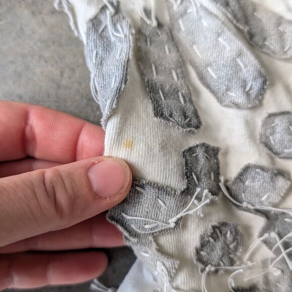 Alabama Chanin Gray White Floral Handstitched Mini Dress small - Picture 9 of 11